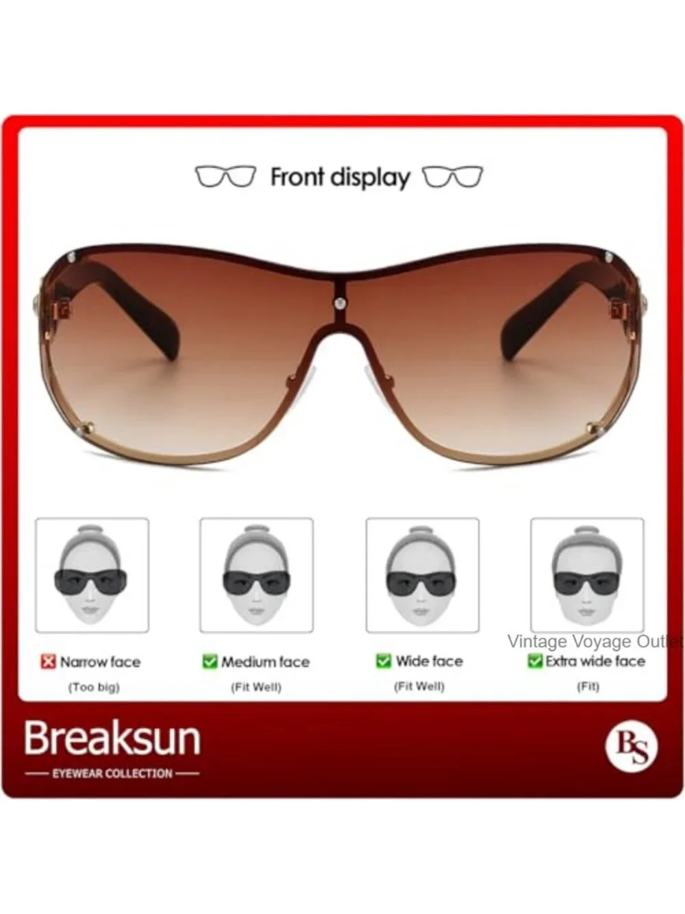 Oversized Y2K Sunglasses Luxury Wrap Around Shield Shades Trendy Rimless